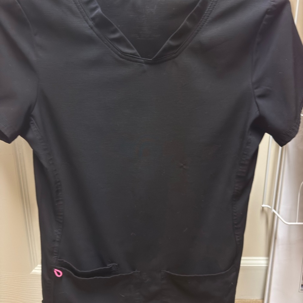 HeartSoul Black Scrub Top with Pink Accent